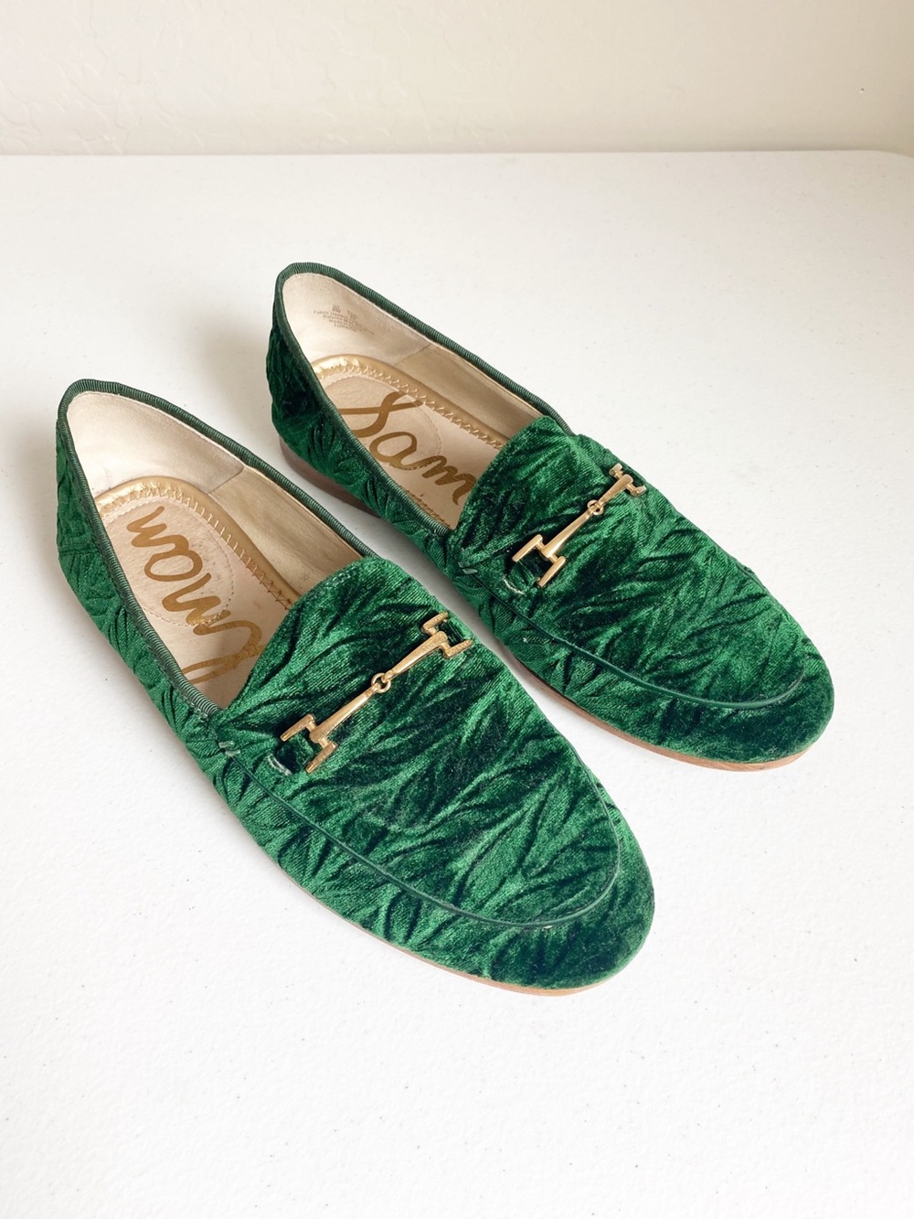 Sam Edelman Loraine Bit Loafers in Emerald Green Crushed Velvet Size 8